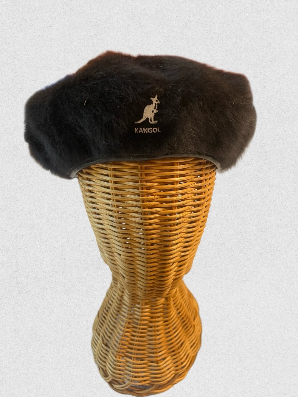 Kangol Black Angora Beret with Logo